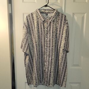 Mens 5XL MANFINITY Black and White Casual Button Down Shirt